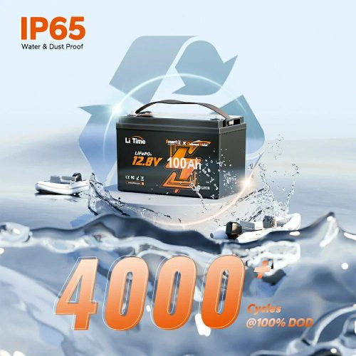 LiTime 12 V 100 Ah LiFePO4 akkumulátor elektromos csónakmotorhoz